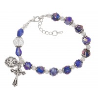 Blue Crystal & Flower Rosary
