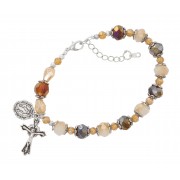 Amber & Cream Crystal Rosary
