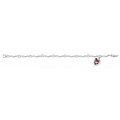 7 1/2in. Cubic Zirconia Bracelet w/Red Epoxy Rhodium Holy Spirit Medal - 735365013487 - BR416