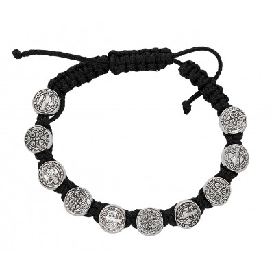 Black Saint Benedict Cord Bracelet 735365349357 - BR452C