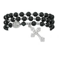 Black Agate Twistable Full Rosary Stretch Bracelet