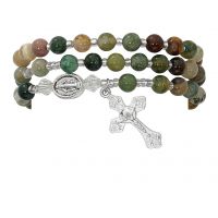 India Agate Twistable Full Rosary Stretch Bracelet