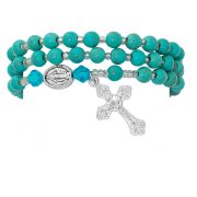 Turquiose Twistable Full Rosary Stretch Bracelet