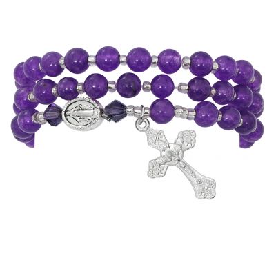 Amethyst Twistable Full Rosary Stretch Bracelet - 735365451722 - BR646C