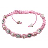 Adjustable Pink Cord Bracelet With 6mm Ceramic Beads