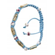 Adjustable Aqua Corded Bracelet With 6mm Ceramic Beads