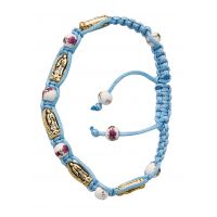 Adjustable Aqua Corded Bracelet With 6mm Ceramic Beads