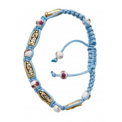 Adjustable Aqua Corded Bracelet With 6mm Ceramic Beads 735365495597 - BR720C