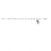 Sterling Silver 6 1/2 inch Crystal Heart Bracelet w/Crucifix/Chalice