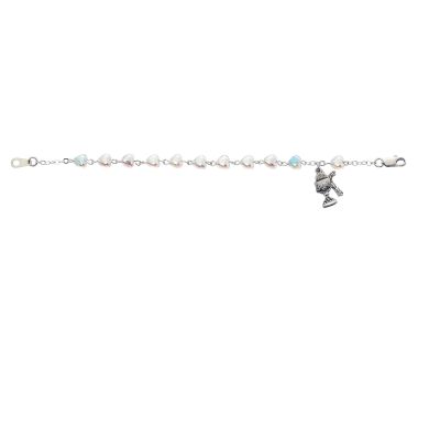 Sterling Silver 6 1/2 inch Crystal Heart Bracelet w/Crucifix/Chalice - 735365574735 - BR72W