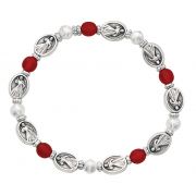Red & Pearl Divine Mercy Bracelet