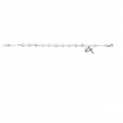 6 1/2 inch Crystal Heart Bracelet Rhodium Crucifix/Miraculous Medal