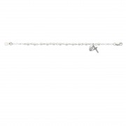 6 1/2 inch 3mm Pearl Bracelet Rhodium Crucifix/Miraculous Medal
