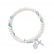 Aqua & Pearl Wrap Bracelet