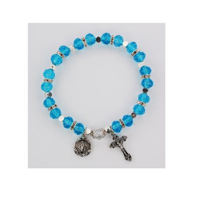 Aqua Rosary Bracelet, Carded 735365507917 - BR809C