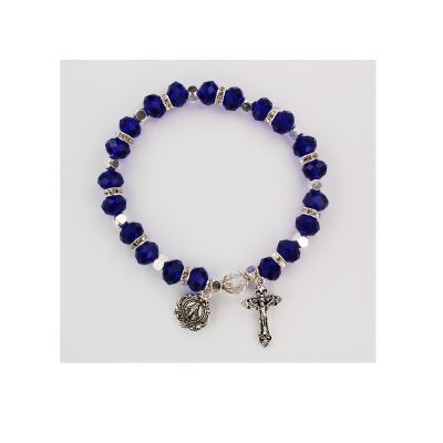 Dark Blue Rosary Bracelet, Card 735365507979 - BR815C