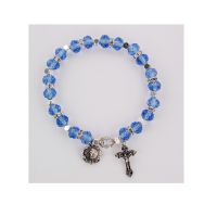 Blue Rosary Bracelet, Carded