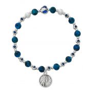 Blue Our Lady Of Lourdes Stretch Bracelet