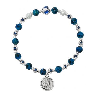Blue Our Lady Of Lourdes Stretch Bracelet 735365510733 - BR825C