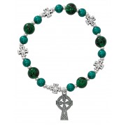 Green Celtic Cross Stretch Bracelet