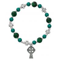 Green Celtic Cross Stretch Bracelet