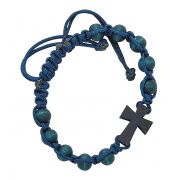 Blue Corded Cross Bracelet