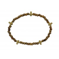 Brown Wood Cross Stretch Bracelet -