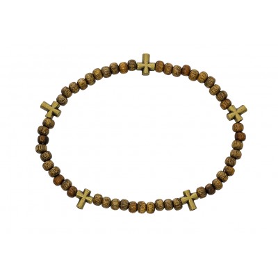 Brown Wood Cross Stretch Bracelet - 735365527694 - BR895C
