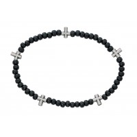 Black Wood Cross Stretch Bracelet -