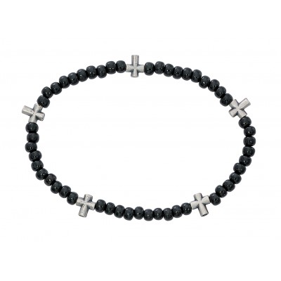 Black Wood Cross Stretch Bracelet - 735365527700 - BR896C
