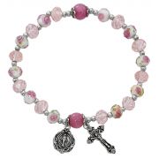 Pink Flower Crystal Stretch Bracelet -