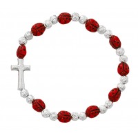 Youth Lady Bug Cross Stretch Bracelet -