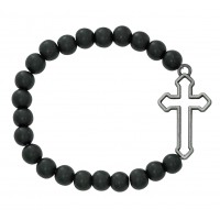 Black Matt Cross Stretch Bracelet -