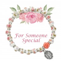 Pink Flower Ceramic Stretch Br