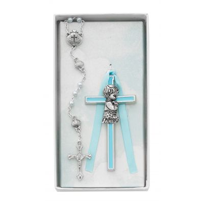 Blue Boy Cross & Shell Rosary 3-1/2 inch - 735365366255 - BS52
