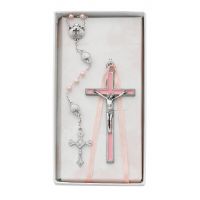 Pink Crucifix & Shell Rosary