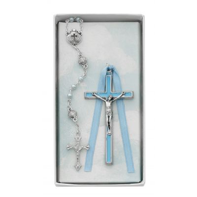 Blue Crucifix & Shell Rosary - 735365497980 - BS54