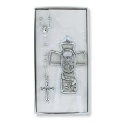 White Guardian Angel Cross/Rosary Set