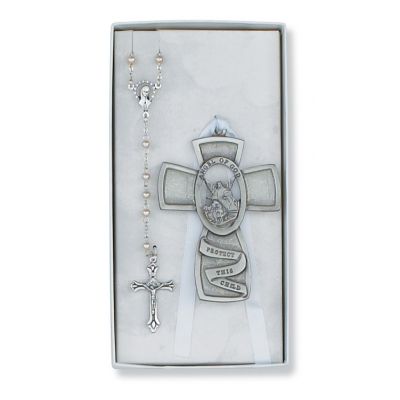 White Guardian Angel Cross/Rosary Set - 735365533046 - BS12