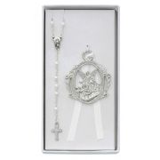 White Rosary & Crib Medal