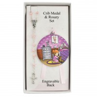 Praying Gir Medal & Rosary Set