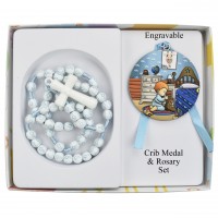 Boy's Crib Medal & Rosary Set