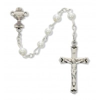 5mm White Pearl Comm Rosary