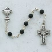 Sterling Silver 5mm Black Celtic Communion Rosary