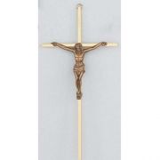 10 inch Brass Crucifix w/Gold Corpus w/Gift Box