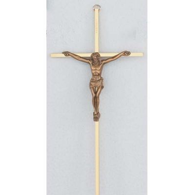 10 inch Brass Crucifix w/Gold Corpus w/Gift Box - 735365559640 - C510-148G