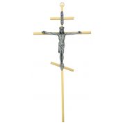 10 inch Brass Greek Crucifix w/Silver Corpus w/Gift Box
