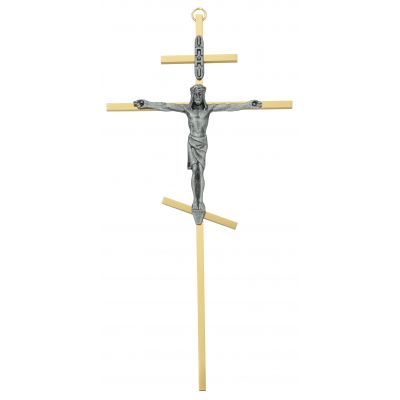 10 inch Brass Greek Crucifix w/Silver Corpus w/Gift Box - 735365587544 - C510-M29S