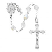 6mm Crystal Beads Rosary w/Rhodium Chalice/Miraculous Medal