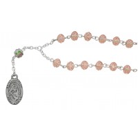 St. Therese Chaplet Rosary - Pink Crystal Beads Rosary